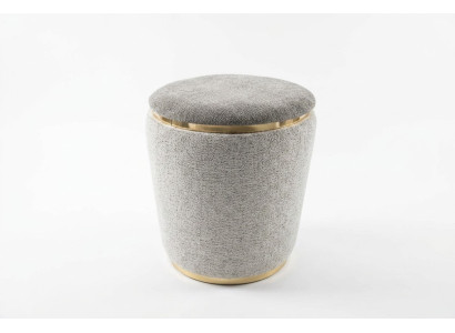 Beiger Holz-Textil Hocker modern eleganter Sitzpuff