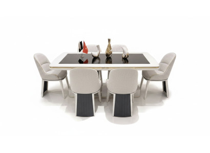 Elegantes Beigefarbene Holz Esstisch und Stühle Set für modernes