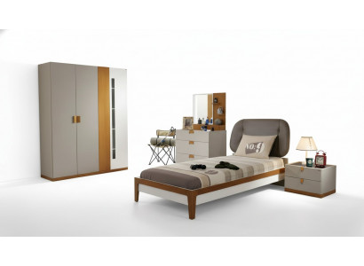 Graues Holzbett modern elegant für Schlafzimmer
