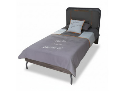 Graues Holzbett modern elegant für Schlafzimmer