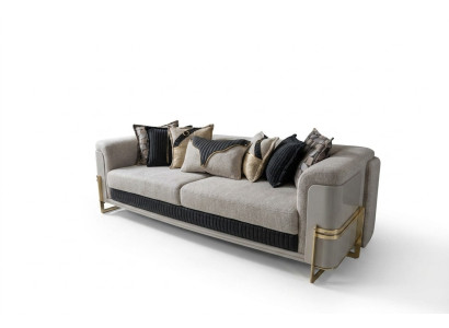 Graues Stoffsofa 3-Sitzer modern eleganter Wohnzimmersofa