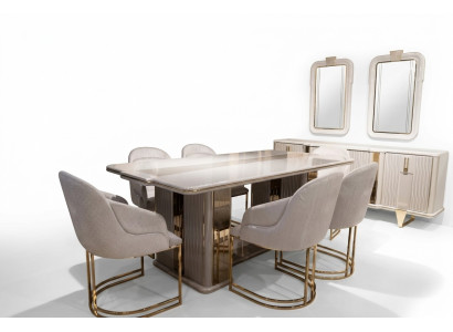 Weißes Esstisch- und Stuhl-Set aus Holz modern und elegant