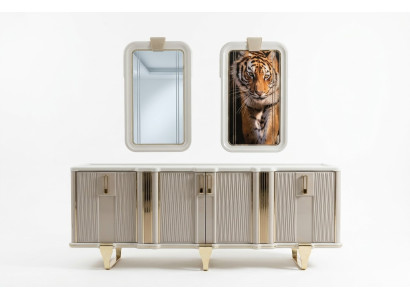 Elegantes weißes Holz Sideboard mit Spiegel im modernen Design