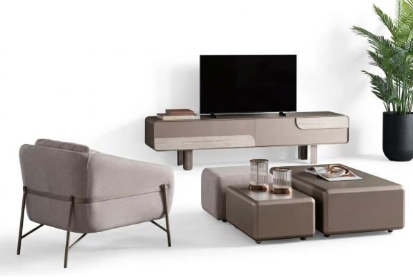 Modern beige table with TV cabinet