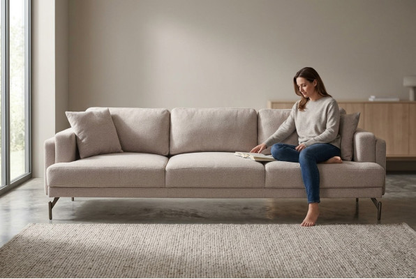 Beige bench for three people with modern design