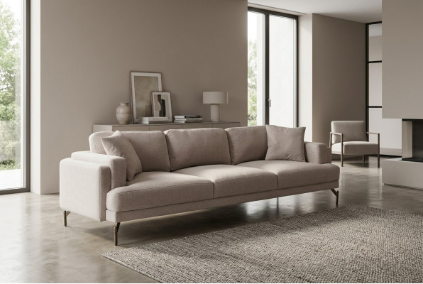 Beige bench for three people with modern design
