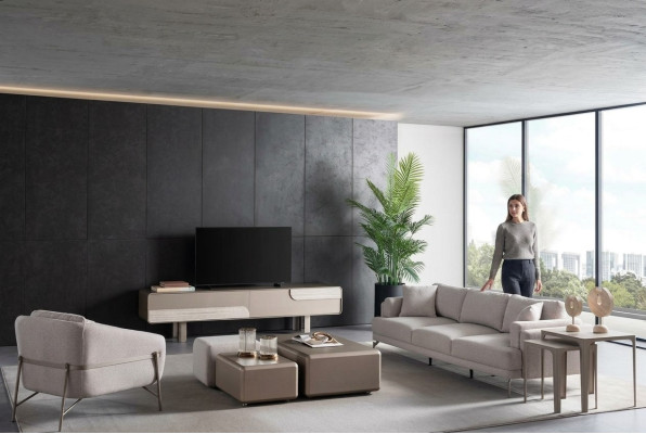 Modern and elegant living space in beige