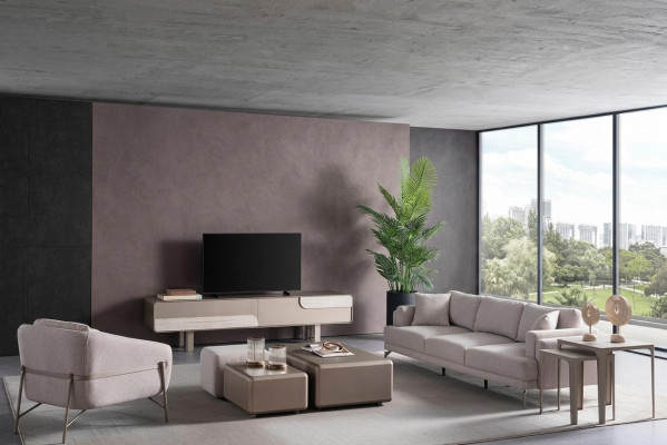 Modern and elegant living space in beige
