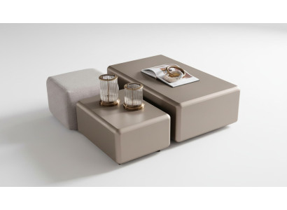Modern set with universal coffee table and pouf