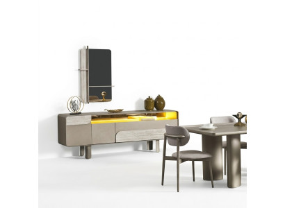 Elegant beige wooden console with mirror