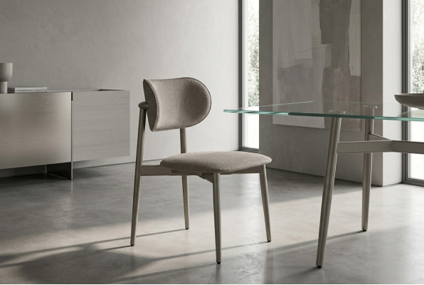 Elegant table in beige fabric for living room and dining room