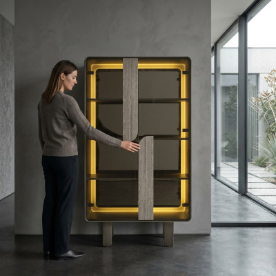 Elegant modern display cabinet beige