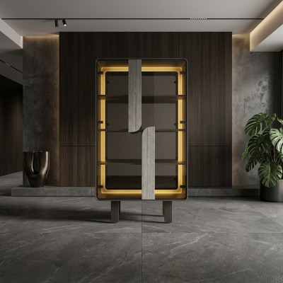 Elegant modern display cabinet beige