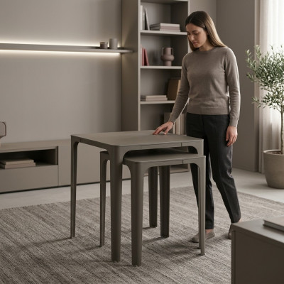Modern elegant beige wooden tables