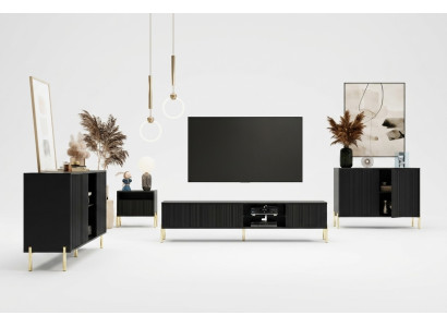 Designer Wohnzimmer Wohnwand TV-Lowboard Möbel Sideboard Beistelltisch Set