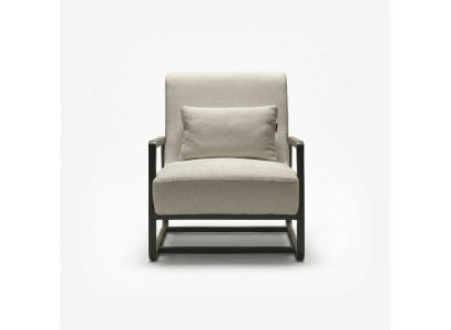 Modern textile chair with wooden structure