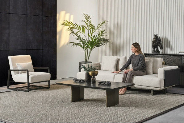 Elegant reading bench, 3 seats and armchair