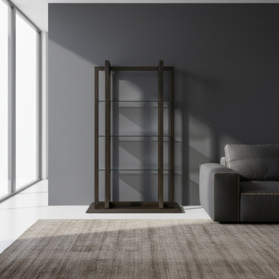 Elegant shelf system made of brown wood