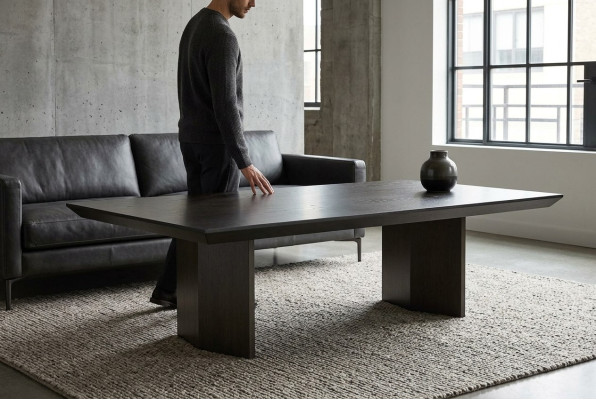 Classic brown wooden coffee table