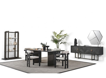 Elegant dining table with 4 chairs and console