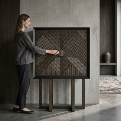 Elegant modern display cabinet for coffee, for showcasing in the living room