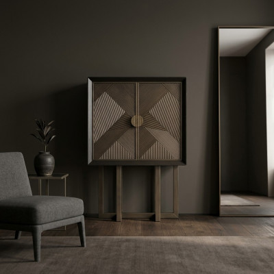 Elegant modern display cabinet for coffee, for showcasing in the living room