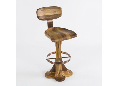 Eleganter brauner Holz-Hocker für Wohn- und Esszimmer