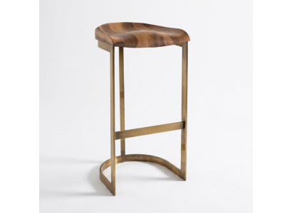 Brauner Holz Barstuhl Elegant Modern Sitzhocker für Wohnzimmer