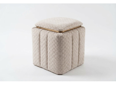 Beiger Holz-Textil Hocker im eleganten Stil