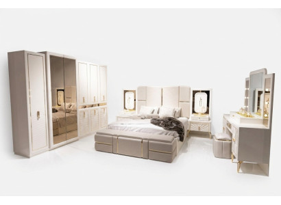 Schlafzimmer-Set in Beige aus Holz mit modernem Design
