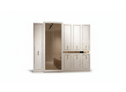Kleiderschrank aus Holz in Beige modern eleganter Stil