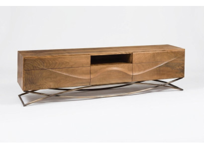 Eleganter brauner Konsolentisch aus Holz und Metall