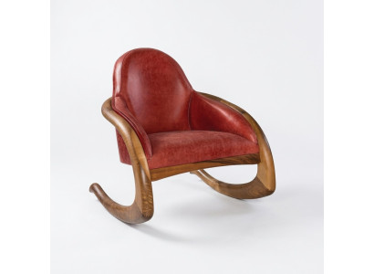 Moderner roter Stoffsessel aus Holz für Wohnzimmer