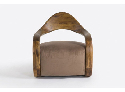 Eleganter brauner Stoffsessel aus Holz für modernes Wohnzimmer