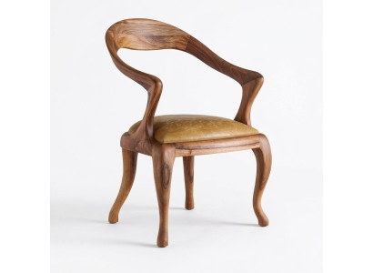 Eleganter brauner Kunstledersessel im modernen minimalistischen Stil