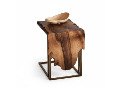 Beistelltisch aus Holz und Metall in Braun modern elegant