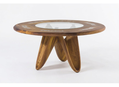 Eleganter runder Couchtisch aus Holz in warmem Braun