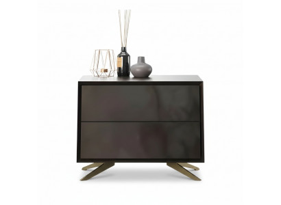 Grauer Nachttisch aus Holz modern eleganter Stil
