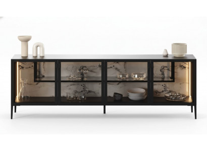 Moderne graue Konsol aus Holz mit Glas für Wohnzimmer und Flur