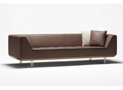 Elegantes braunes Kunstleder 3-Sitzer-Sofa im modernen Stil