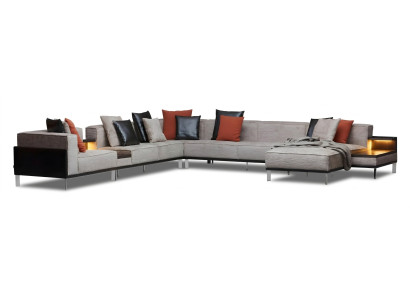 Elegantes graues Ecksofa aus Stoff im modernen Design