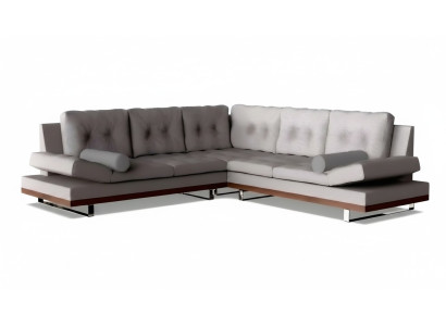 Modernes weißes Stoff-Ecksofa mit Holzrahmen