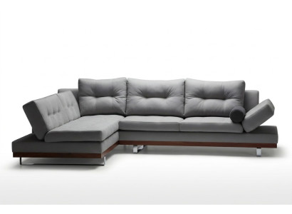 Elegantes graues Ecksofa im L-Format aus Stoff