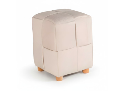 Moderner Hocker aus Holz und Textil in Beige