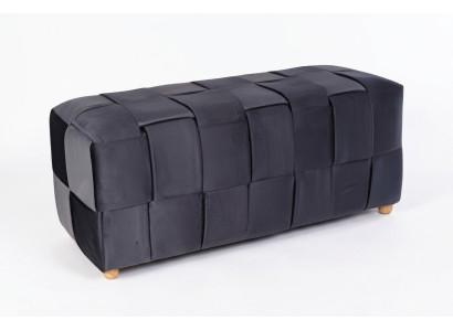 Schwarzer Holz-Textil Hocker im eleganten Design