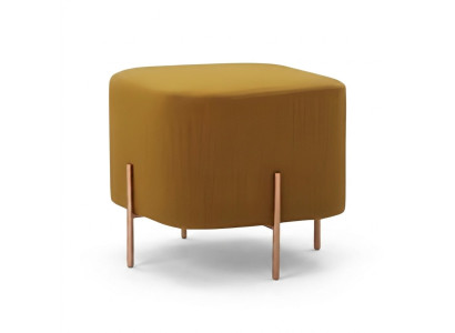 Gelber Holz-Textil Hocker im modernen Stil