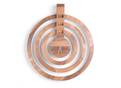Moderne Wanduhr aus Holz in Beige, elegantes minimalistisches Design