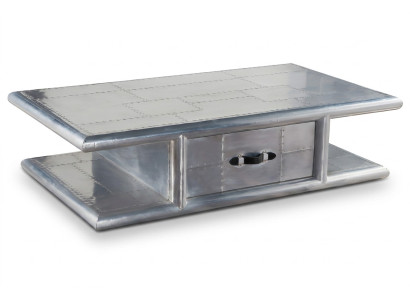 Designer Flieger Couchtisch Aluminium vernietet Retro Wohnzimmer