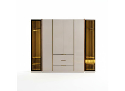 Beiger Kleiderschrank aus Holz modern eleganter Stauraum