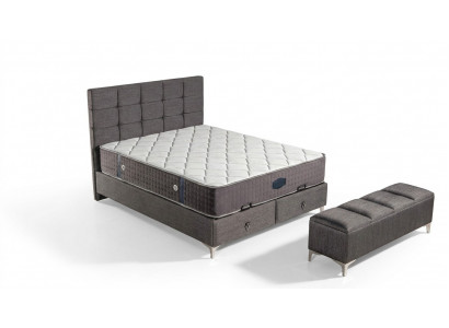 Grau modernes Bett mit Matratze aus Textil und Edelstahl
